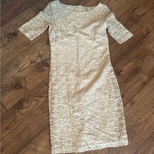 Banana Republic Cream Lace Long Sleeve Dress